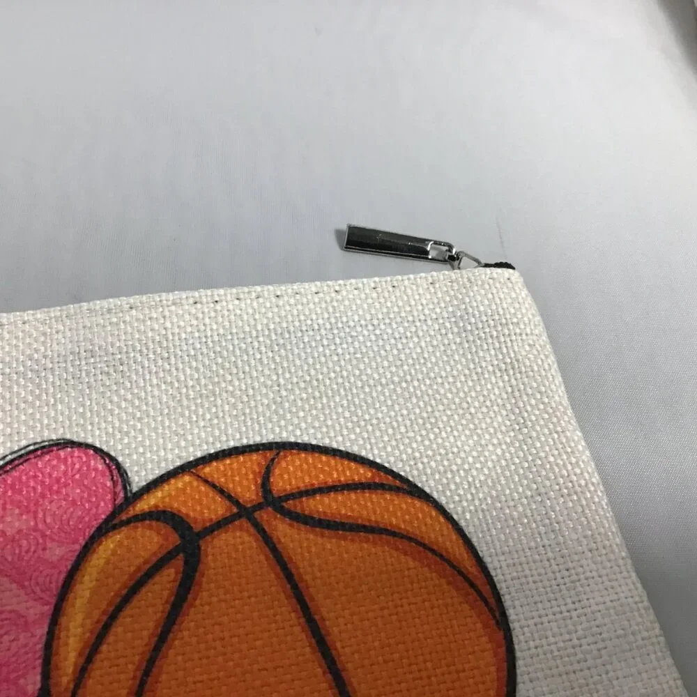 Canvas Cosmetic Bag, Girl Accessories, Pouch Organizer Peace Love Basketball